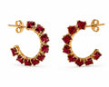 Brincos Meia-Argola Zircónias Vermelhas Quadradas – Aço Inoxidável & Banho a Ouro PVD