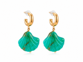 Brincos Argola & Concha Marítima Verde Turquesa – Aço Inoxidável & Banho a Ouro PVD