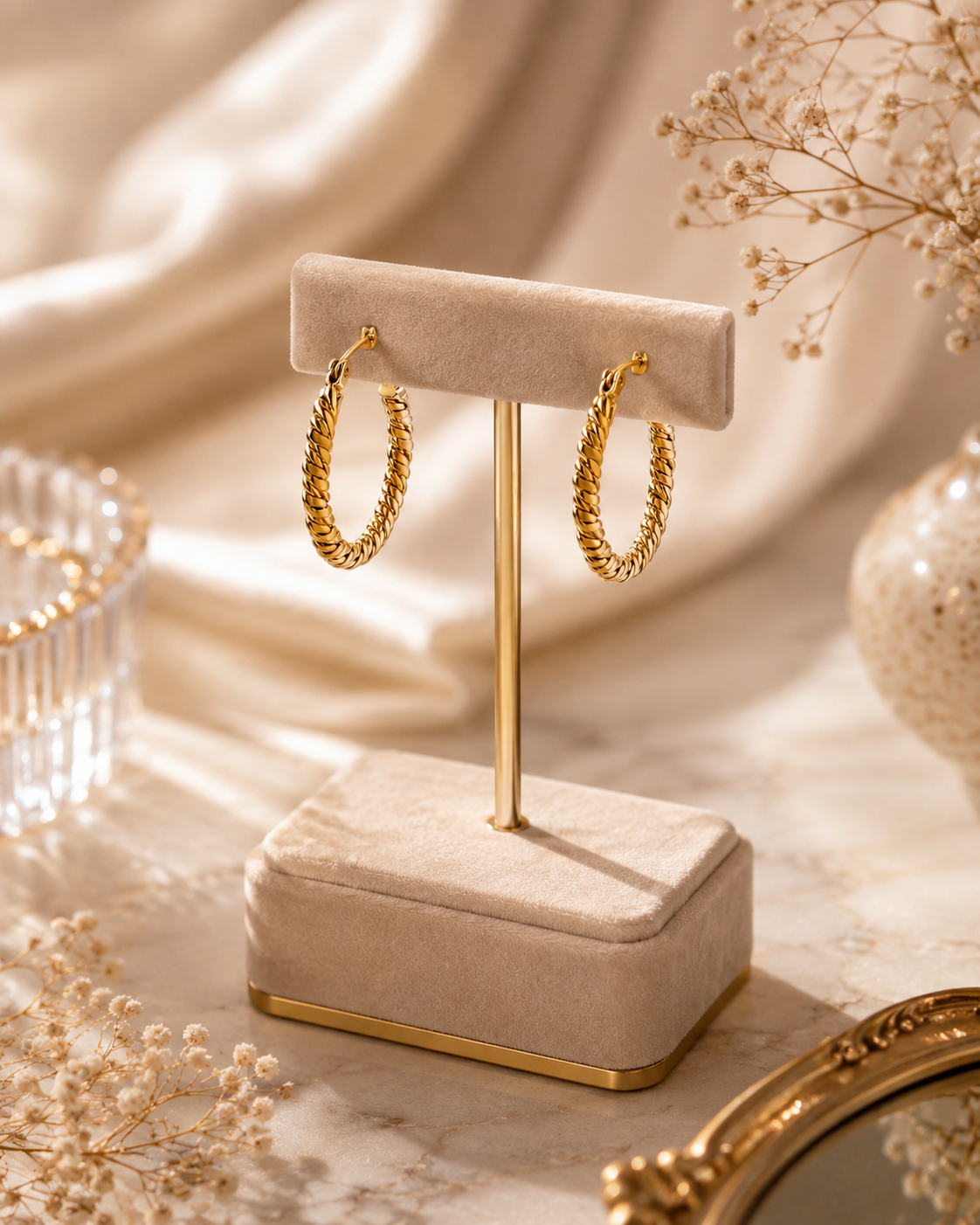 Brincos Argola Entrançada Torsada – Aço Inoxidável & Banho a Ouro PVD