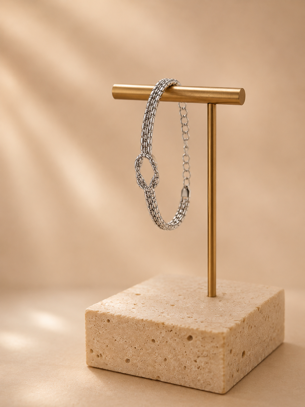 Pulseira Nó do Destino Corrente Dupla – Aço Inoxidável & Banho a Ouro PVD