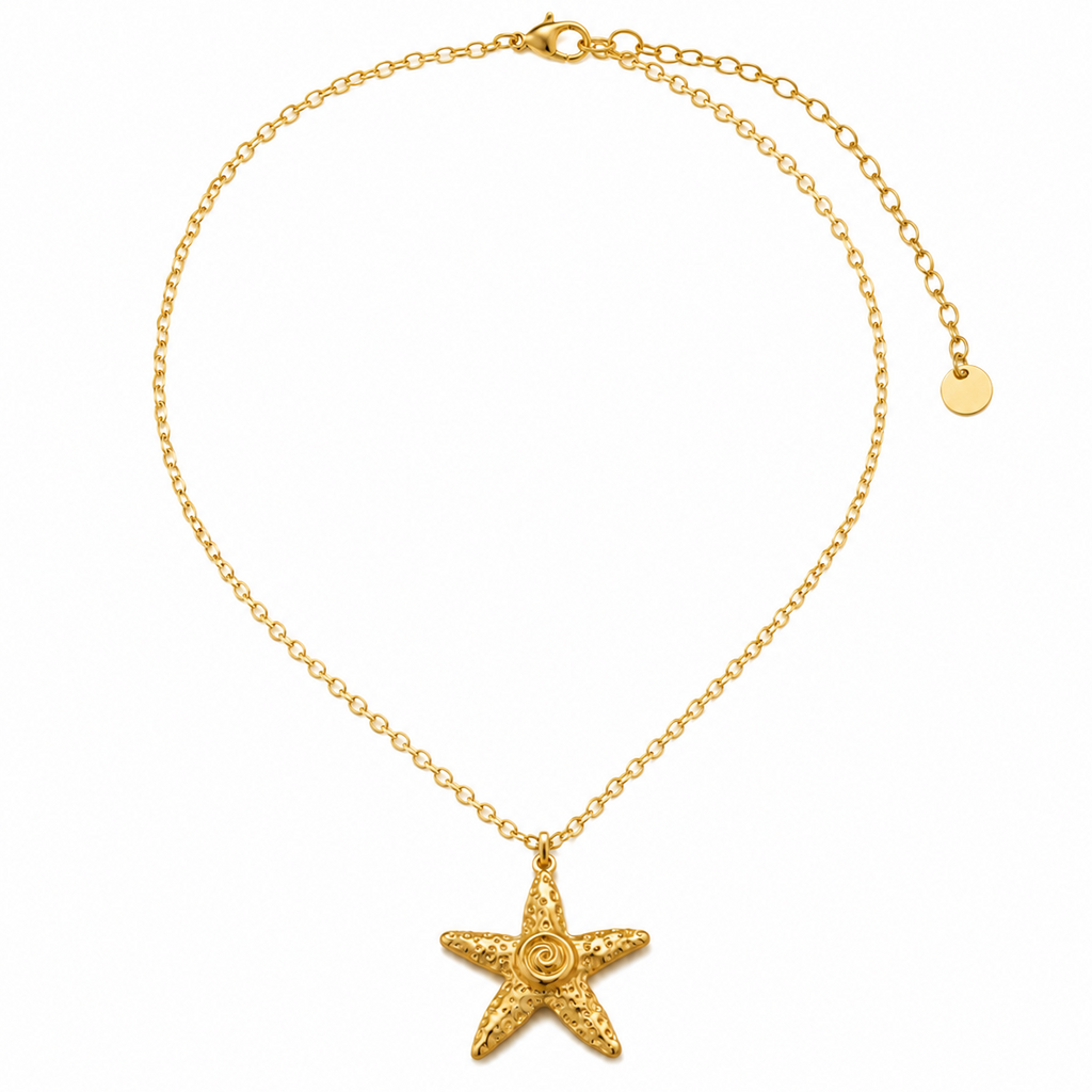 Colar Estrela do Mar Texturizada – Aço Inoxidável & Banho a Ouro PVD