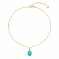 Colar Oval Turquesa Minimalista – Aço Inoxidável 316L & Banho a Ouro PVD