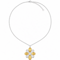 Colar Flor Bicolor Margarida & Zircônia – Aço Inoxidável & Banho a Ouro PVD