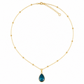 Colar Gota Cristal Azul Turquesa – Aço Inoxidável & Banho a Ouro PVD